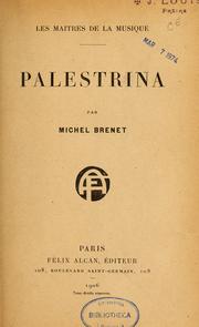 Cover of: Palestrina by Michel Brenet
