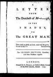 Cover of: A Letter from the Dutchess of M--r---gh in the shades, to the great man by Marlborough, Sarah Jennings Churchill Duchess of