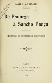 Cover of: De Panurge à Sancho Pança: mélanges de littérature européenne