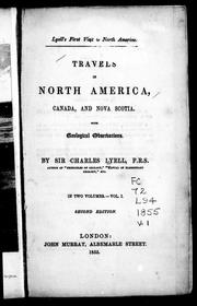 Cover of: Travels in North America, Canada, and Nova Scotia by Charles Lyell