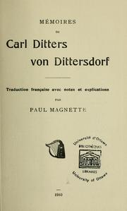 Mémoires de Carl Ditters von Dittersdorf by Karl Ditters von Dittersdorf