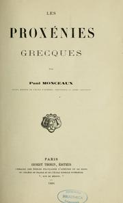 Cover of: Les proxénies grecques by Paul Monceaux