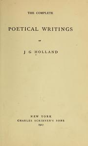 Cover of: The Complete poetical writings of J. G. Holland.
