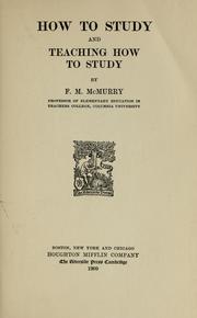 Cover of: How to study and teaching how to study