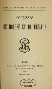 Coulisses de bourse et de théâtre by Edmond Benjamin