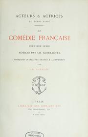 Cover of: Acteurs et actrices du temps passé: la Comédie-Française, première série