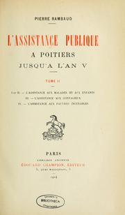 Cover of: L'assistance publique à Poitiers jusqu'à l'an v.