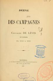 Cover of: Journal des campagnes du chevalier de Lévis: en Canada de 1756 à 1760.