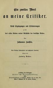 Cover of: Ein zweites Wort an Meine Kritiker by Johannes Janssen