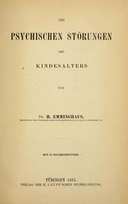 Cover of: Die psychischen Störungen des Kindesalters...