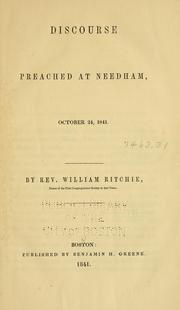 Cover of: Discourse Preached at Needham: October 24, 1841