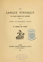 Cover of: La Langue étrusque: sa place parmi les langues : études de quelques textes