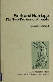 Cover of: Work and marriage by Roslyn K. Malmaud