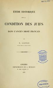 Cover of: Étude historique sur la condition des juifs dans l'ancien droit français