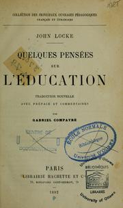 Cover of: Quelques pensées sur l'éducation by John Locke
