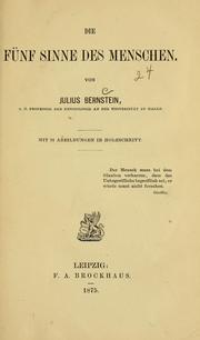 Cover of: Die fünf Sinne des Menschen by Julius Bernstein