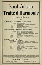 Cover of: Traité d'harmonie en trois volumes by Gilson, Paul