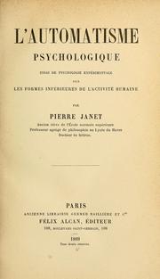 Cover of: L'automatisme psychologique by Pierre Janet