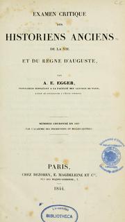 Cover of: Examen critique des historiens anciens de la vie et du règne d'Auguste