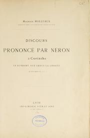 Cover of: Discours prononcé par Néron à Corinthe en rendant aux Grecs la liberté, 28 novembre 67 A.D.