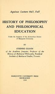 Cover of: History of philosophy and philosophical education