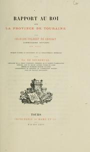 Cover of: Rapport au roi sur la province de Touraine