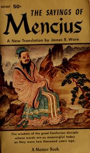 The sayings of Mencius by Mencius