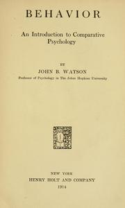 Cover of: Behavior by John B. Watson