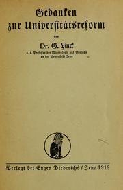 Cover of: Gedanken zur Universitatsreform by Gottlob Eduard Linck