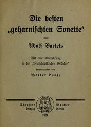 Cover of: Die besten geharnischten Sonette by Bartels, Adolf