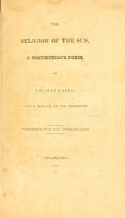 Cover of: The religion of the sun by Thomas Paine