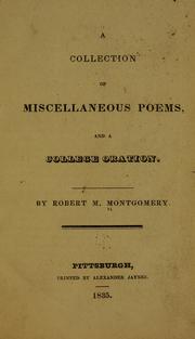 Cover of: A collection of miscellaneous poems, and a college oration.