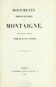Cover of: Documents inédits ou peu connus sur Montaigne
