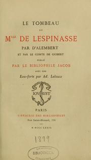 Cover of: Le tombeau de Mlle de Lespinasse