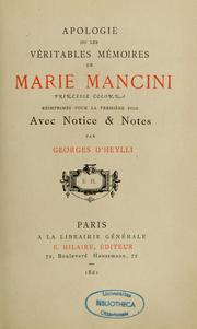 Cover of: Apologie: ou les véritables mémoires de Marie Mancini, princesse Colonna