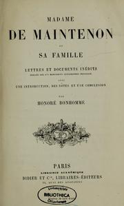 Cover of: Madame de Maintenon et sa famille by Honoré Bonhomme