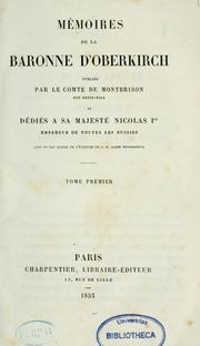 Cover of: Mémoire de la baronne d'Oberkirch