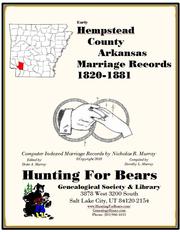 Hempstead County Arkansas Marriage Records 1820-1891 by Nicholas Russell Murray