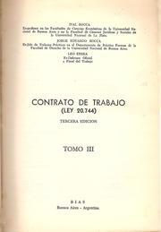 Cover of: CONTRATO DE TRABAJO (LEY 20.744), tomo III