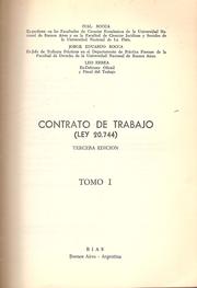 Cover of: CONTRATO DE TRABAJO (LEY 20.744), tomo I by Ival Rocca, Jorge Eduardo Rocca, Leo Errea.