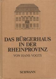 Cover of: Das Bürgerhaus in der Rheinprovinz