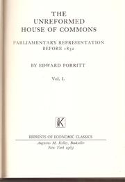 The unreformed House of Commons by Edward Porritt