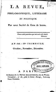Cover of: La Revue philosophique, litteraire et politique