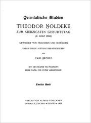 Cover of: Orientalische Studien by herausgegeben von Carl Bezold