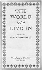 Cover of: The World We Live In