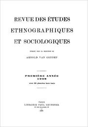 Cover of: Revue des Études ethnographiques et sociologiques by publiée sous la direction de Arnold van Gennep