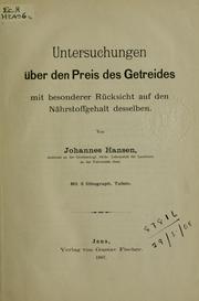 Cover of: Untersuchungen über den Preis des Getreides by Hansen, Johannes