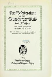 Cover of: Das Weserbergland und der Teutoburger Wald