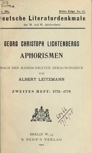 Cover of: Aphorismen by Georg Christoph Lichtenberg