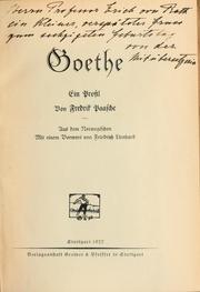 Cover of: Goethe: ein Profil.  Aus dem Norwegischen mit einem Vorwort von Friedrich Lienhard